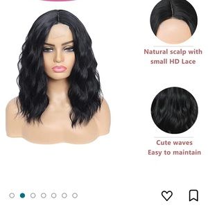 Curly Black Shoulder Length Wig